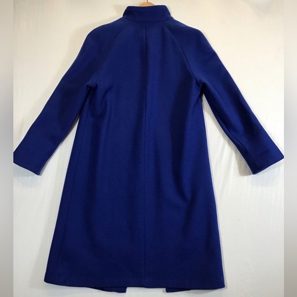 Vintage Komitor Womens Oversized Wool Trench Coat Size 8 Long Overcoat Twee Blue - Picture 3 of 16
